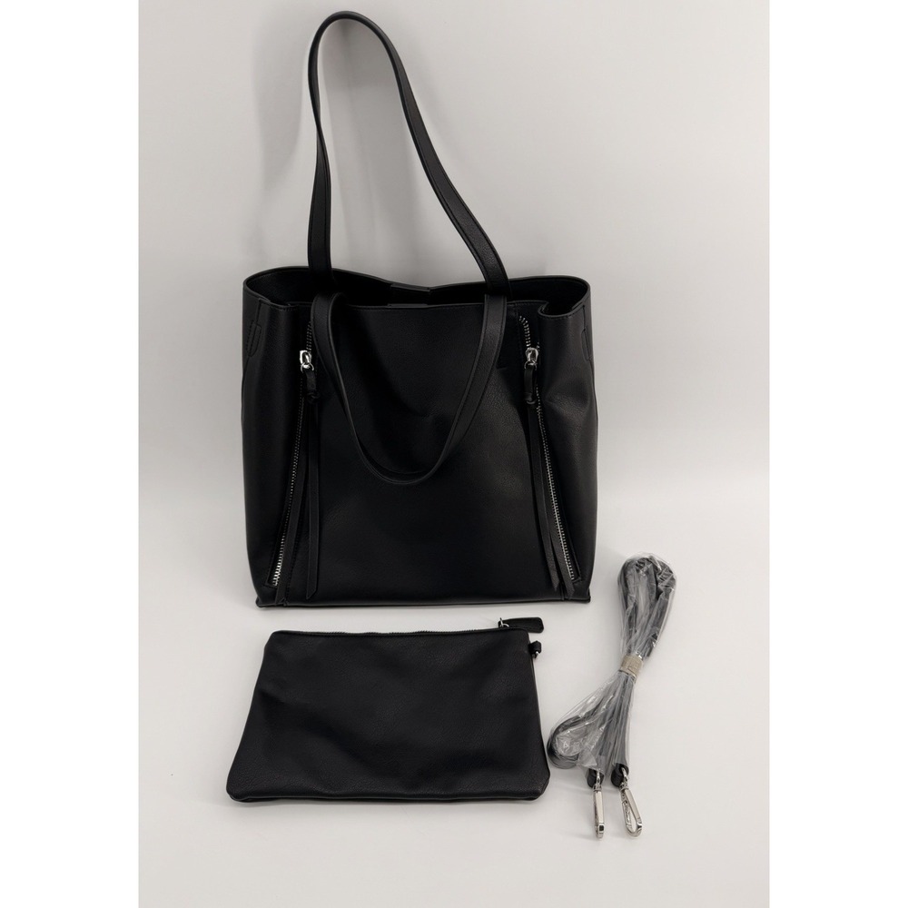 Melrose & Market Audrey Pebbled Leather Convertible Tote‎ Bag Black